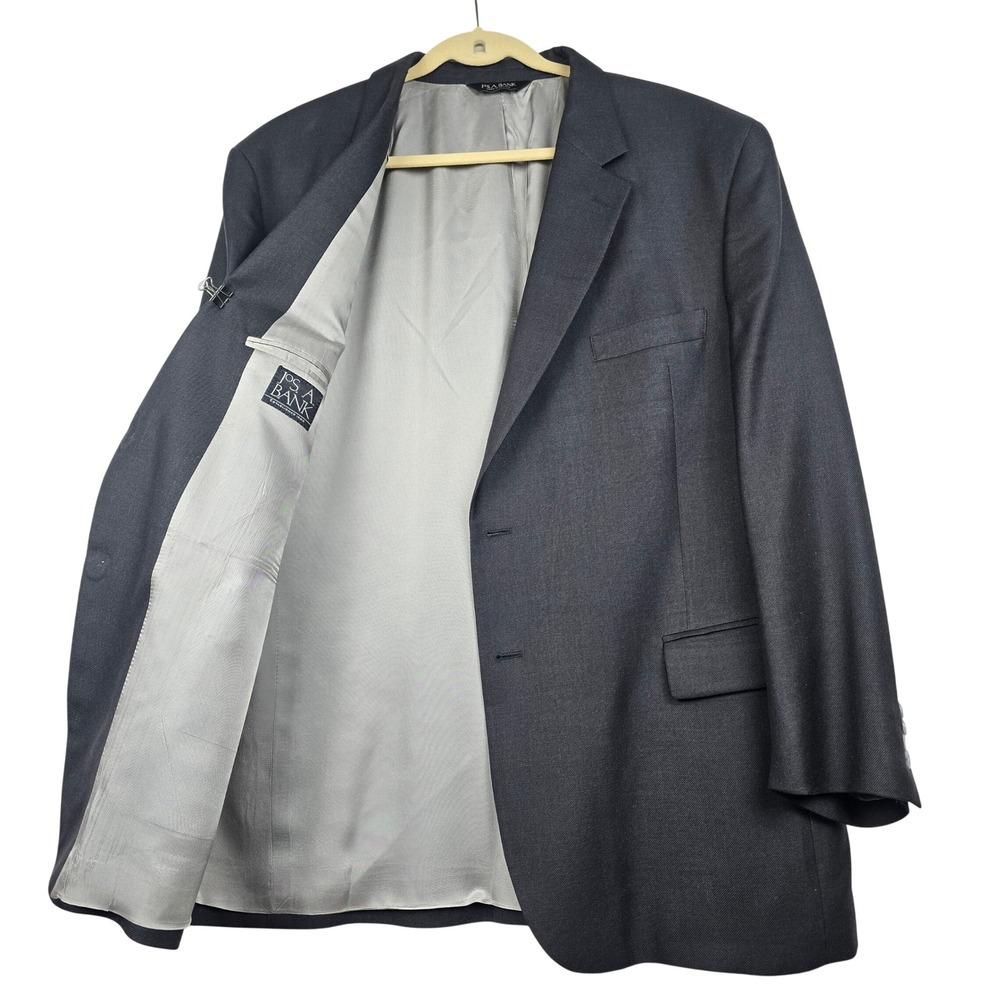 Jos. A. Bank Mens 48R Blazer Wool Silk Ramie Charcoal Gray Sport Coat 10076N